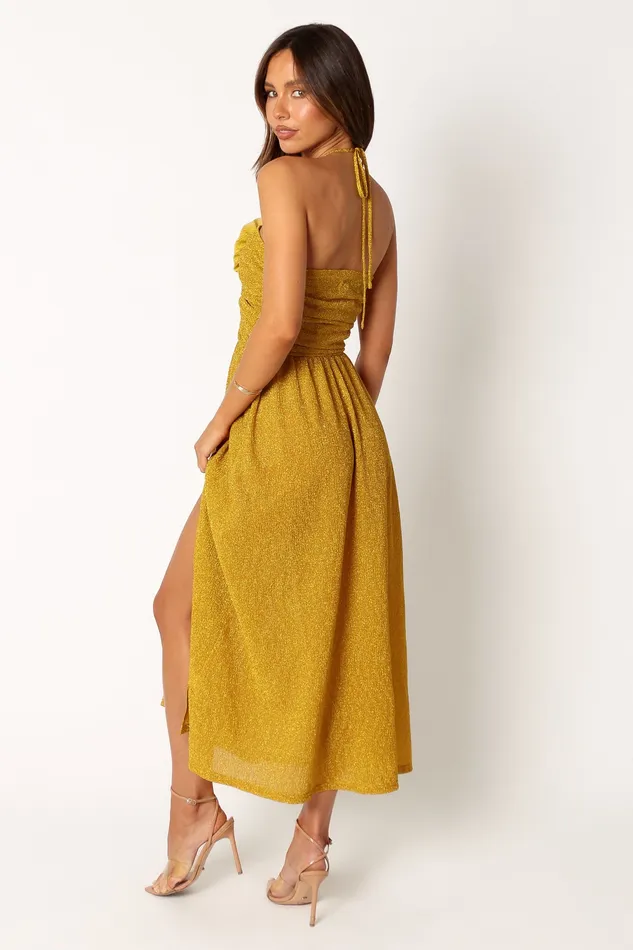 petalandpup Arya Halterneck Midi Dress 8211 Yellow Yellow Women Dresses