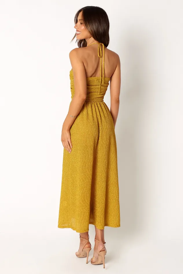petalandpup Arya Halterneck Midi Dress 8211 Yellow Yellow Women Dresses