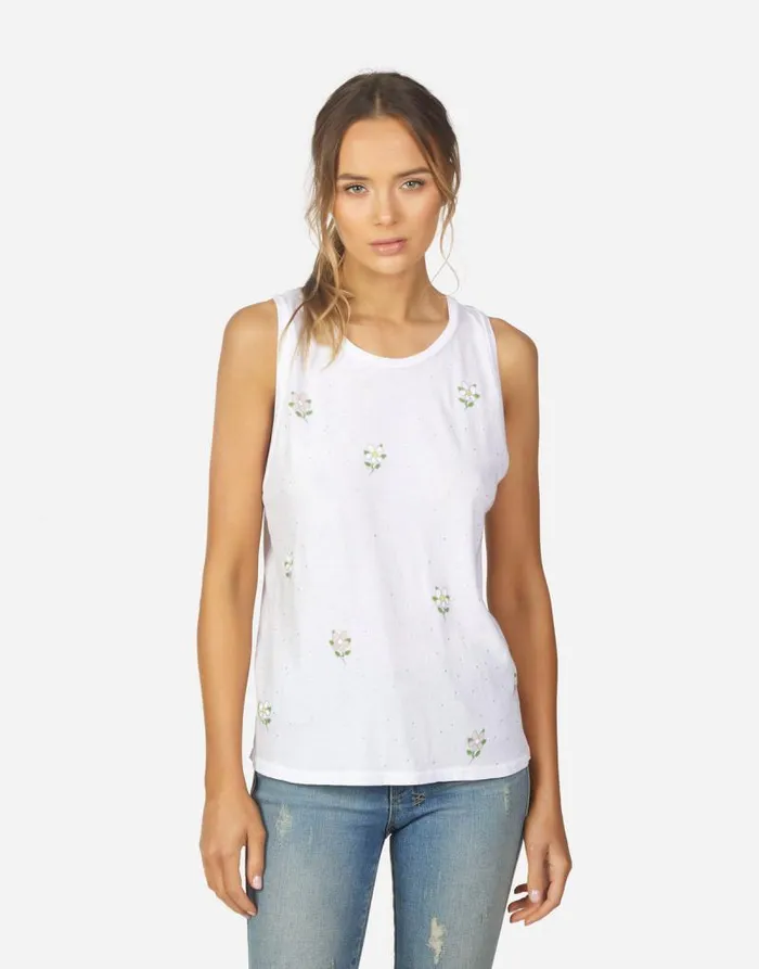 Peyton Daisy Crystal White Women Lauren Moshi Tanks