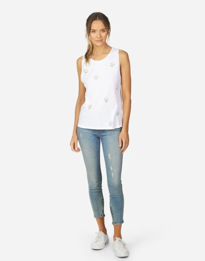 Peyton Daisy Crystal White Women Lauren Moshi Tanks