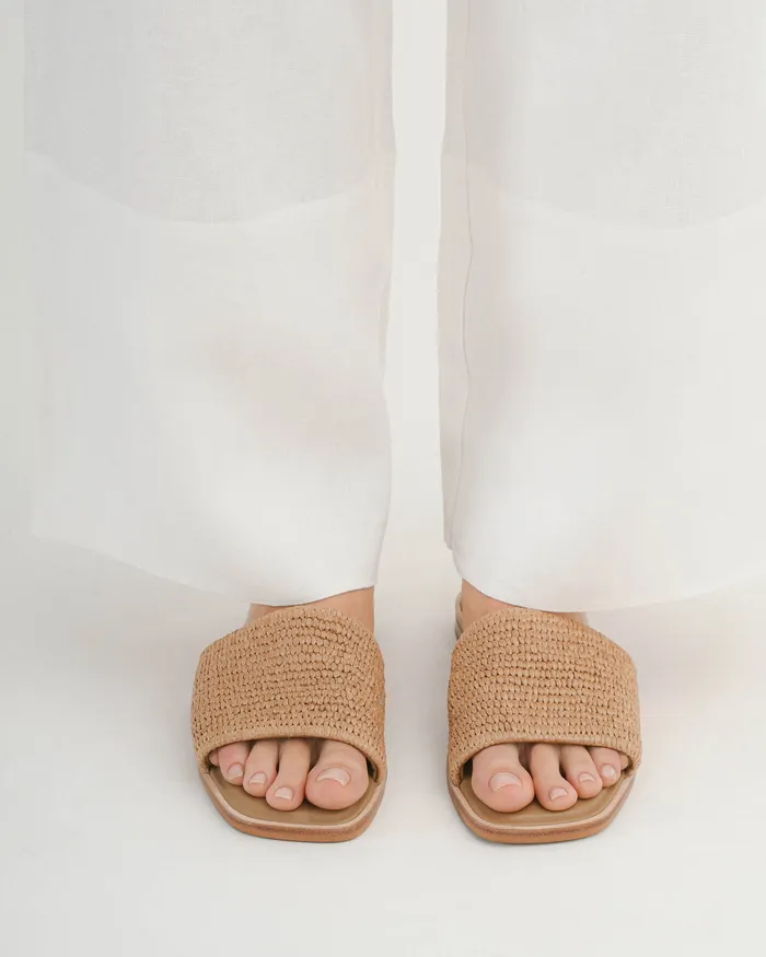 Picasso flat slide tan raffia Women SLIDES jomercer Picasso flat slide tan raffia Women SLIDES jomercer