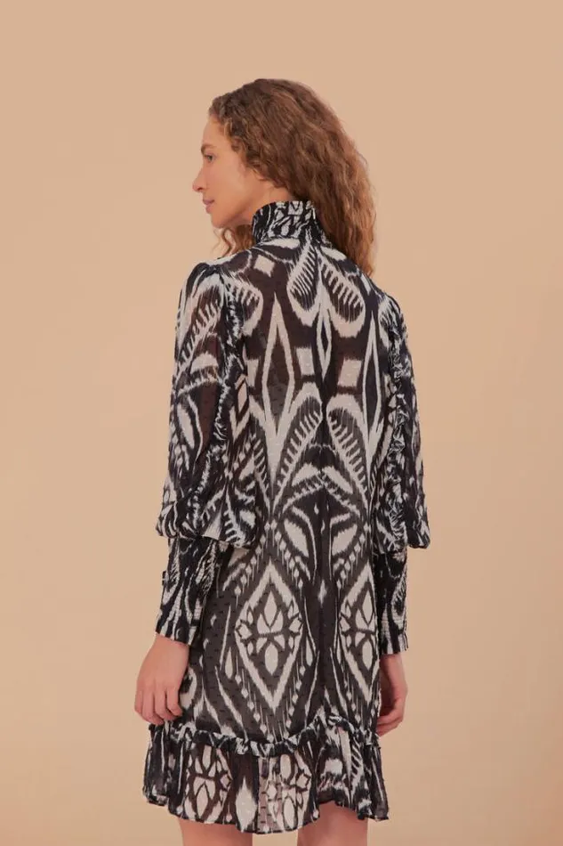 Pineapple Ikat Black Mini Dress Women FARM Rio Mini Dresses