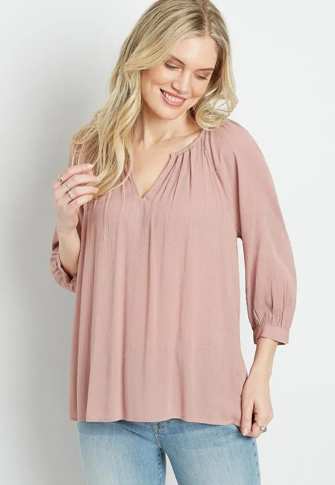 Pink 34 Sleeve Peasant Top Women Maurices Tops