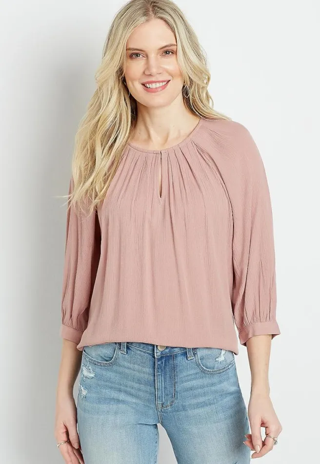 Pink 34 Sleeve Peasant Top Women Maurices Tops