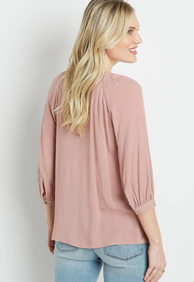 Pink 34 Sleeve Peasant Top Women Maurices Tops