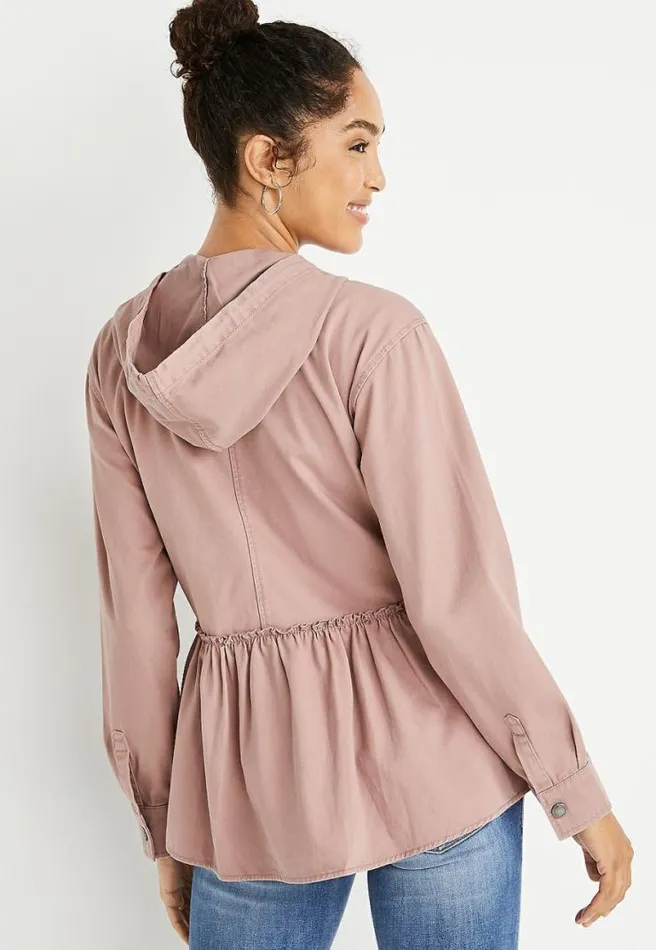 Pink Babydoll Hooded Jacket Women Maurices Tops