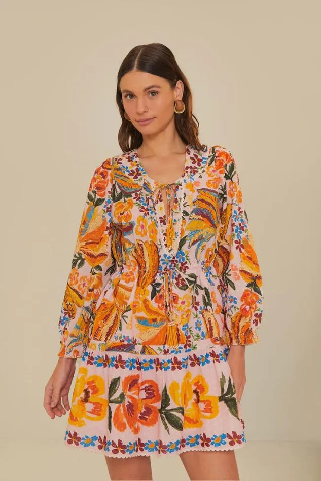 Pink Spring Bananas Mini Dress Women FARM Rio Mini Dresses