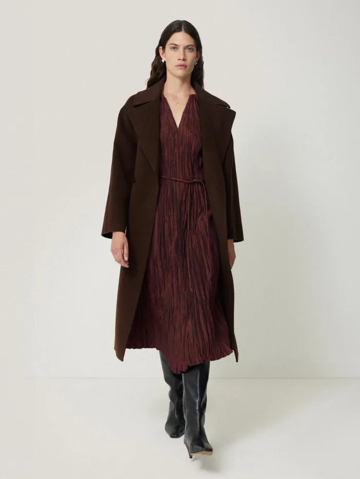 Plisse Belted Dress Red Women Jigsaw Dresses and Jumpsuits