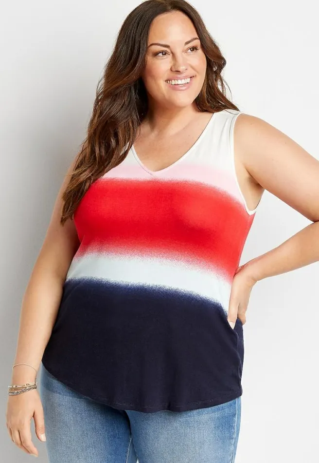 Plus Size 247 Color Striped V Neck Tank Top Women Maurices Plus Tops
