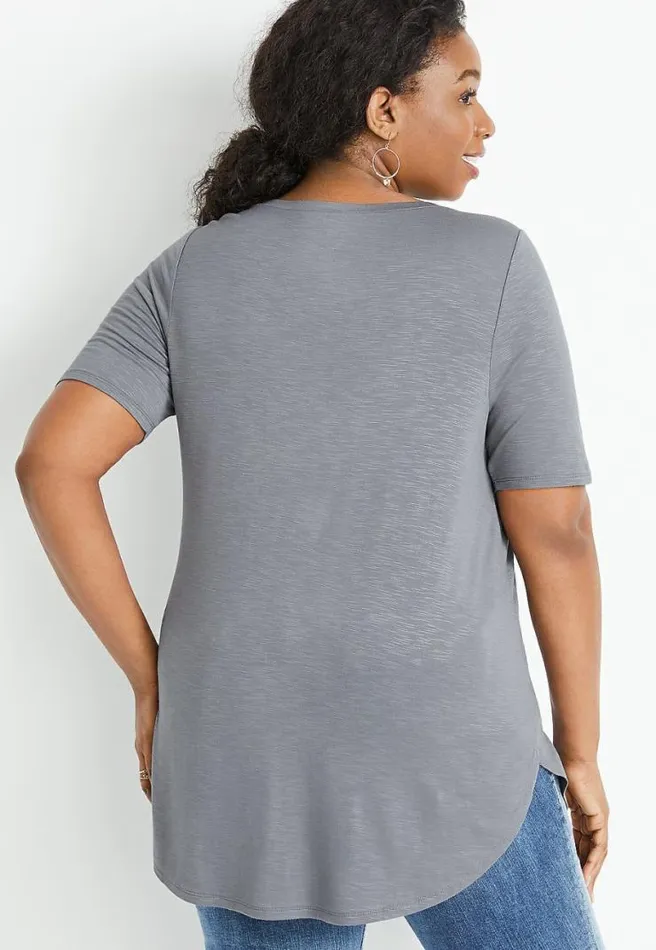 Plus Size 247 Flawless Gray Tunic Tee Women Maurices Plus Tops
