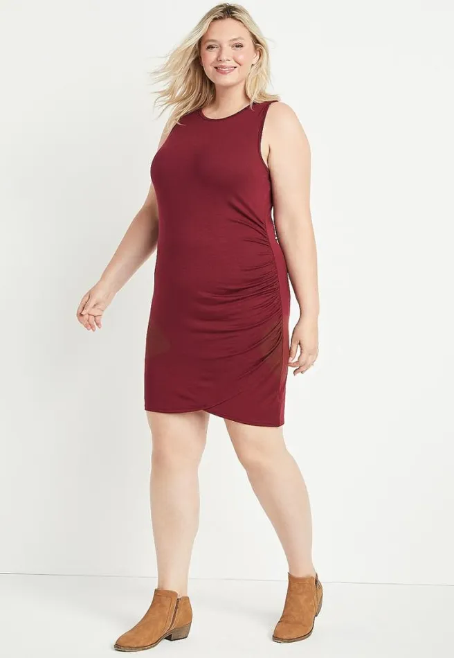 Plus Size 247 Ruched Mini Sheath Dress Women Maurices Plus Dresses and Jumpsuits