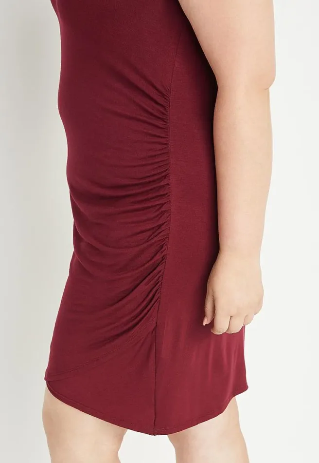 Plus Size 247 Ruched Mini Sheath Dress Women Maurices Plus Dresses and Jumpsuits