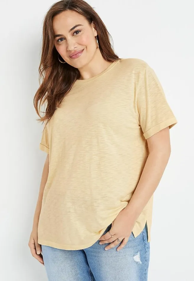 Plus Size 247 Yellow Oversized Boyfriend Tee Women Maurices Plus Tops
