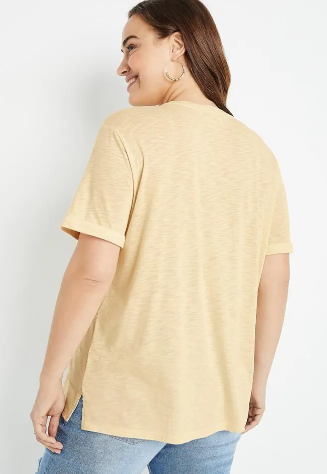 Plus Size 247 Yellow Oversized Boyfriend Tee Women Maurices Plus Tops