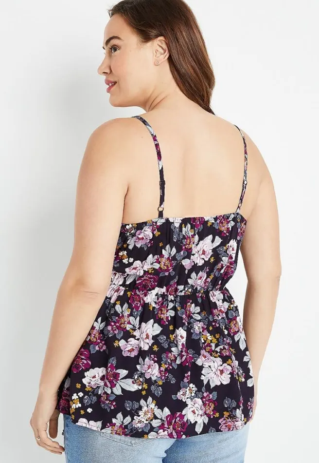 Plus Size Black Floral Peplum Tank Top Women Maurices Plus Tops