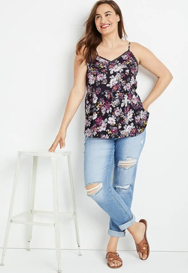 Plus Size Black Floral Peplum Tank Top Women Maurices Plus Tops