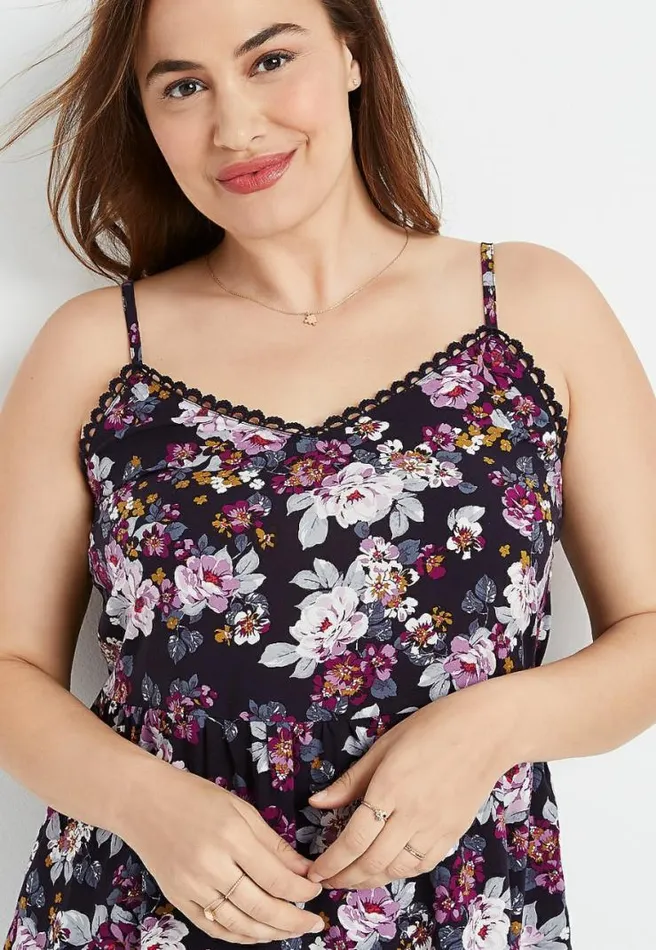 Plus Size Black Floral Peplum Tank Top Women Maurices Plus Tops