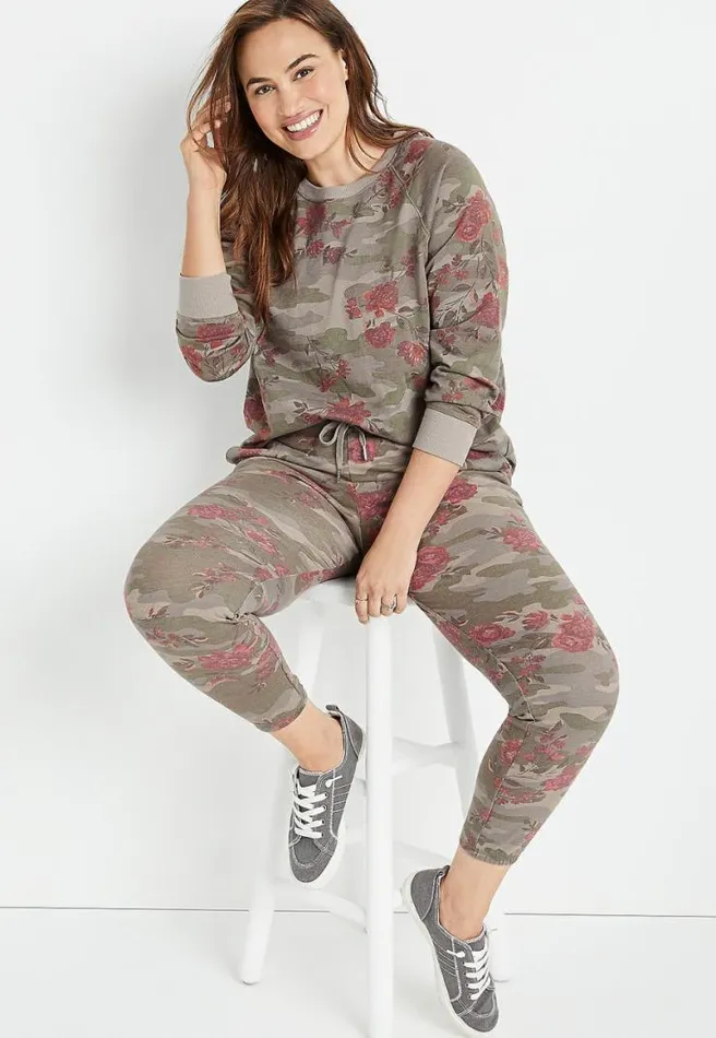 Plus Size Camo Floral Crew Neck Sweatshirt Women Maurices Plus Tops