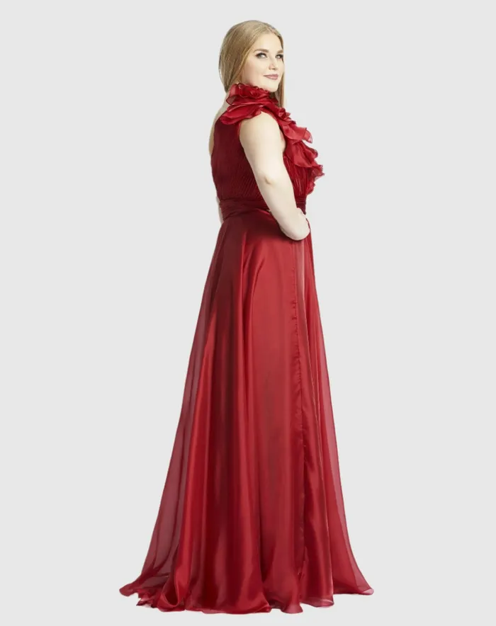 Plus Size Dresses One Shoulder Ruffle Evening Gown Plus Midnight 8211 Mac Duggal Women