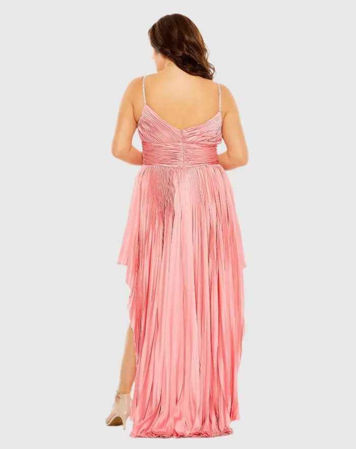 Plus Size Dresses Rhinestone High Low Pleated Gown Aqua 8211 Mac Duggal Women