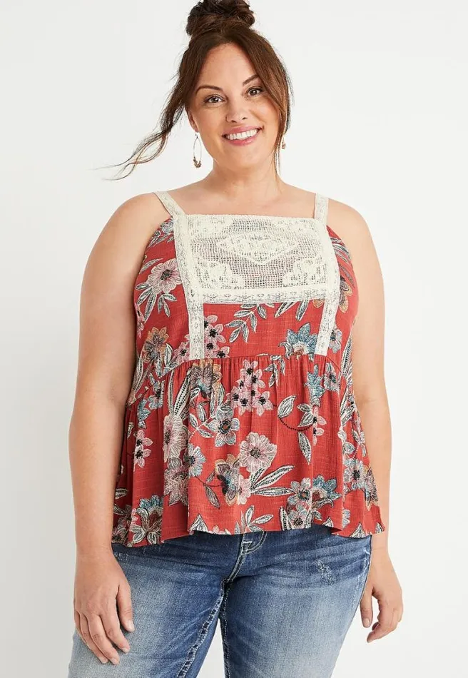Plus Size Floral Lace Bib Tank Top Women Maurices Plus Tops