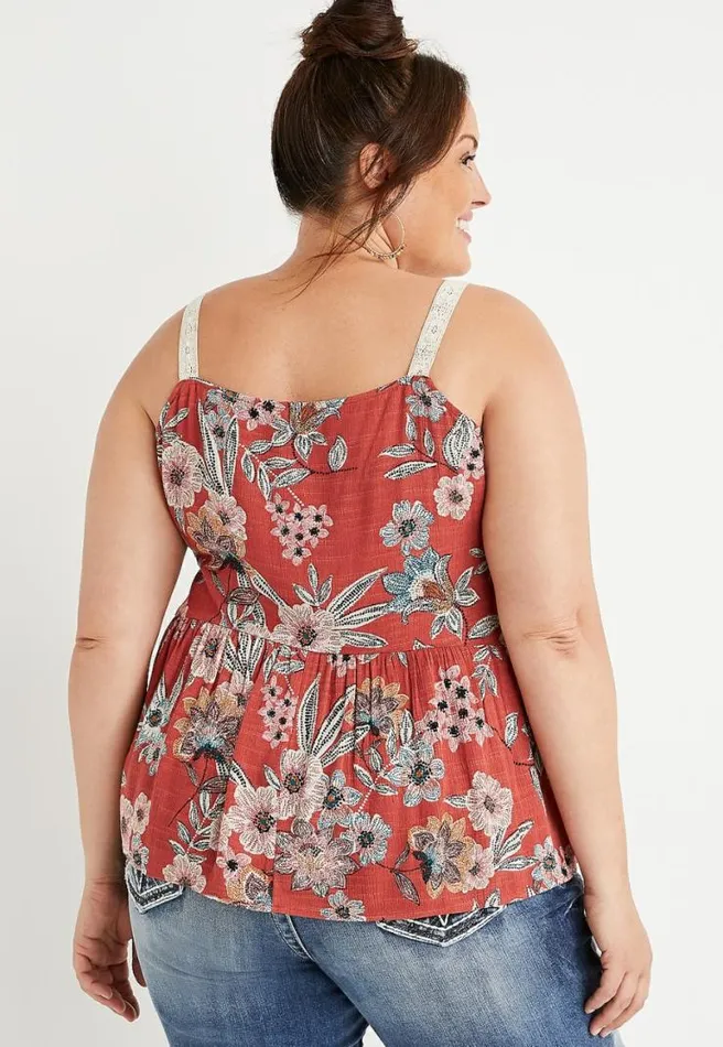 Plus Size Floral Lace Bib Tank Top Women Maurices Plus Tops