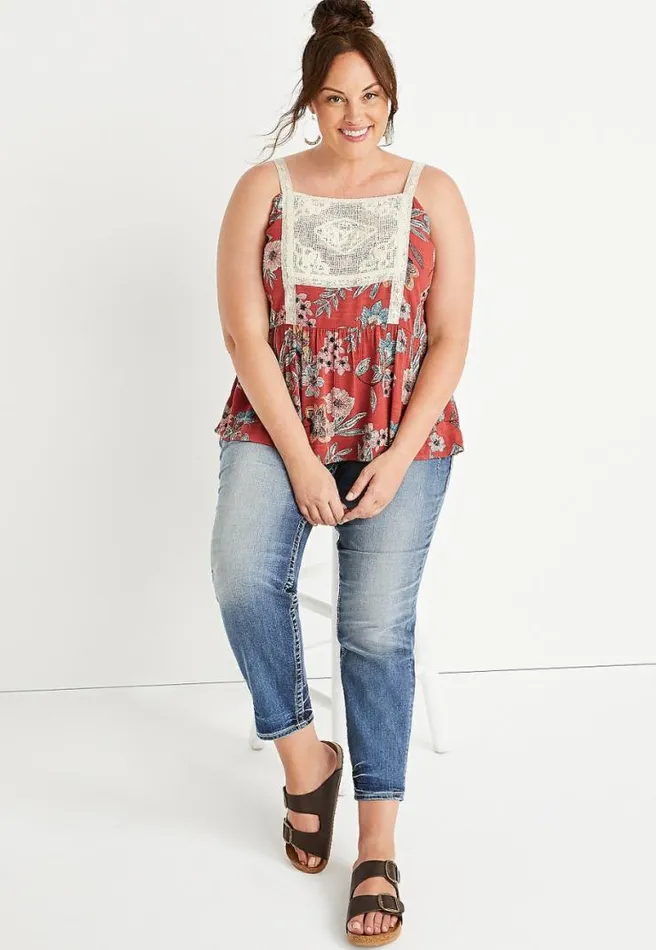 Plus Size Floral Lace Bib Tank Top Women Maurices Plus Tops