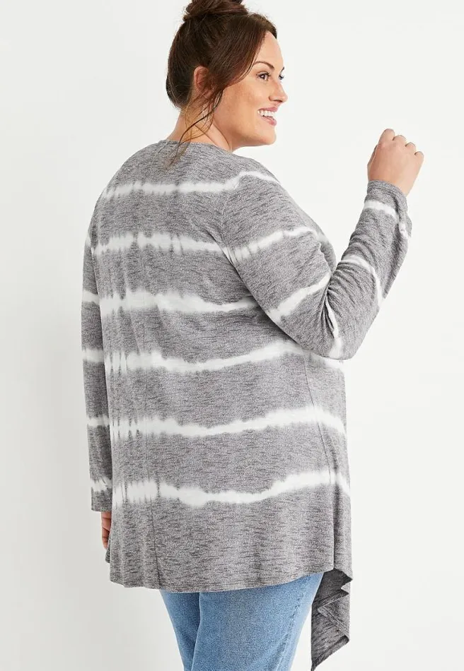 Plus Size Gray Tie Dye Striped Cardigan Women Maurices Plus Tops