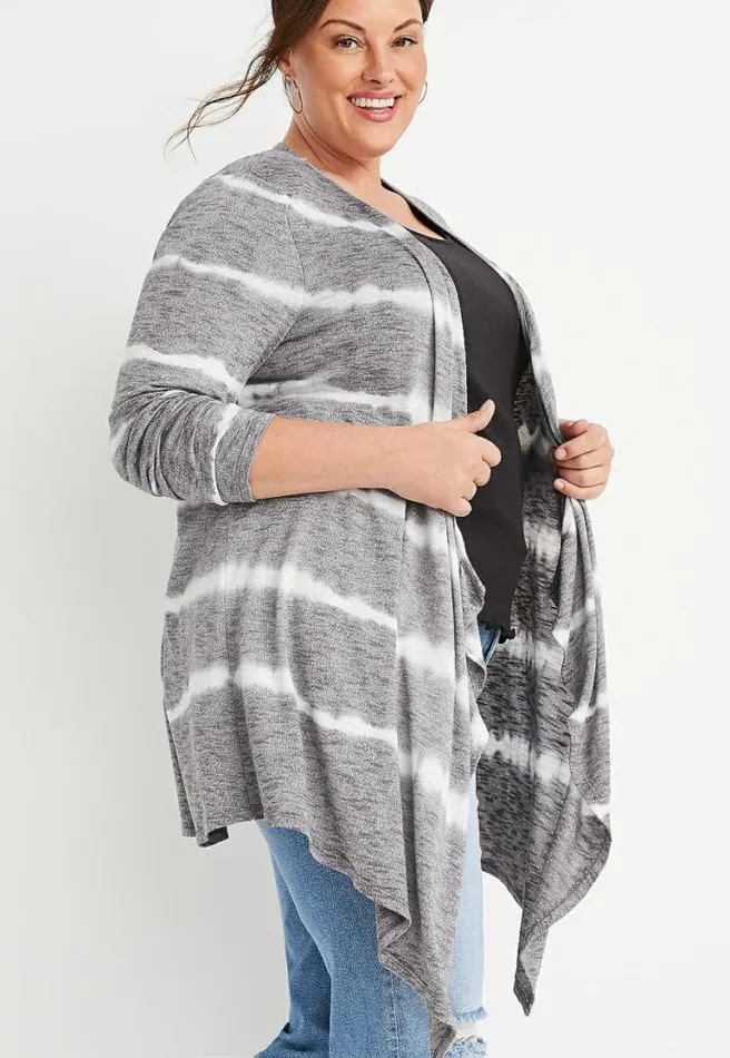 Plus Size Gray Tie Dye Striped Cardigan Women Maurices Plus Tops