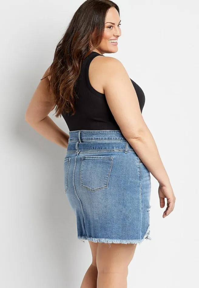 Plus Size Kancan High Rise Medium Wash Belted Skirt Women Maurices Plus Bottoms