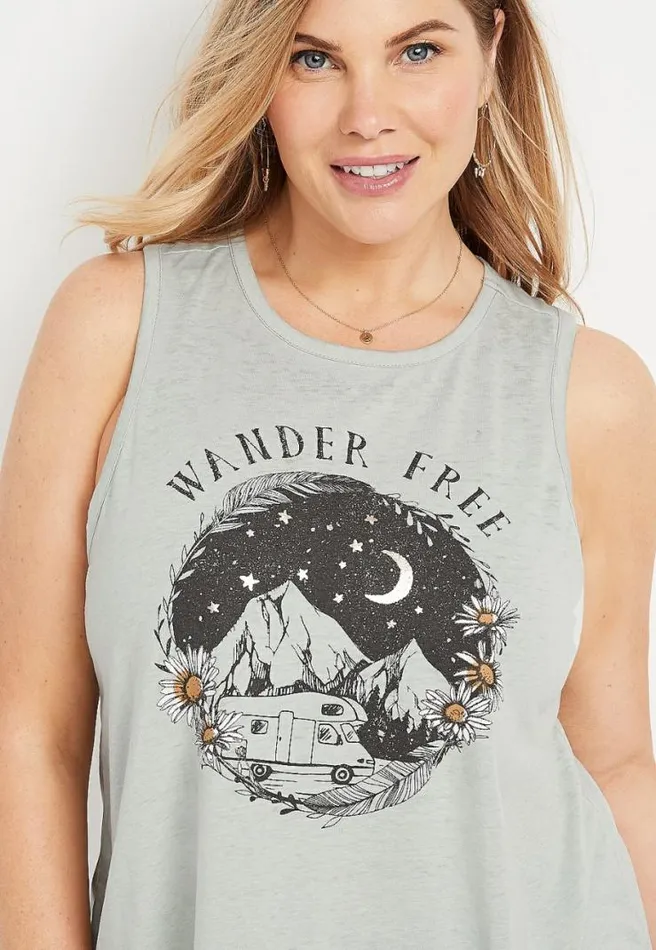 Plus Size Light Green Wander Free Graphic Tank Top Women Maurices Plus Tops