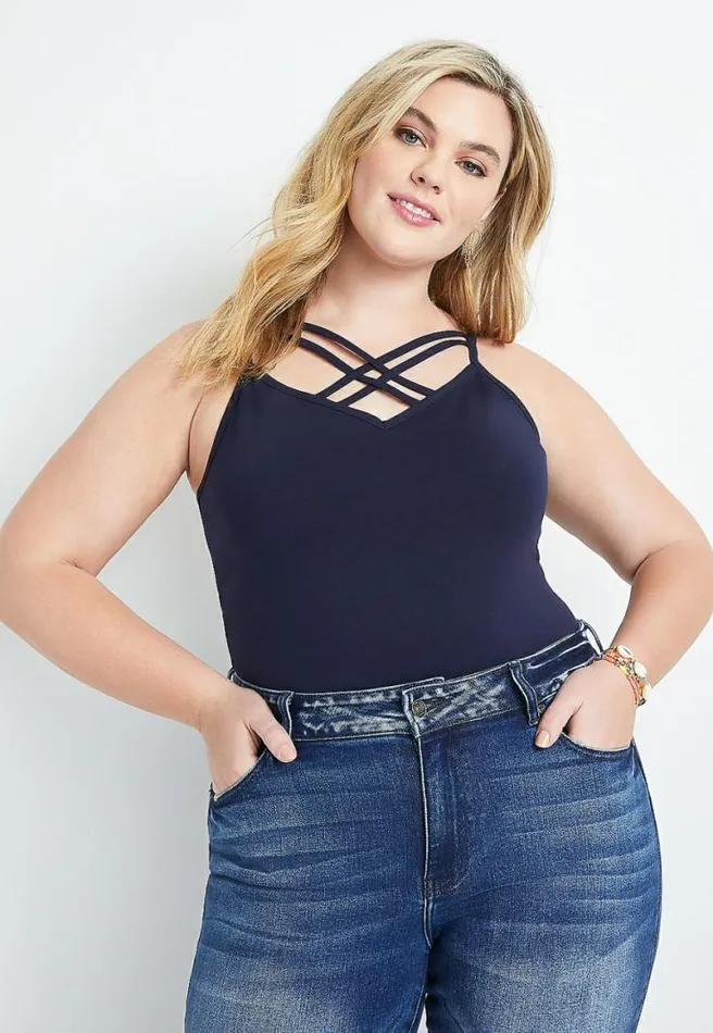 Plus Size Navy Blue Strappy Front Cami Women Maurices Plus Tops
