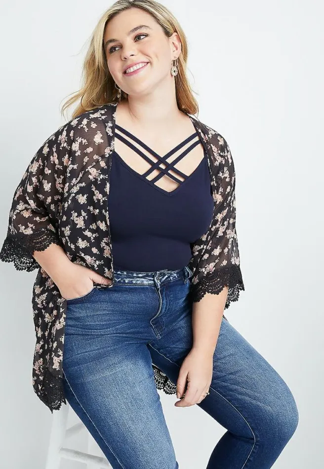 Plus Size Navy Blue Strappy Front Cami Women Maurices Plus Tops