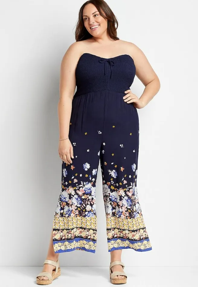 Plus Size Navy Floral Strapless Smocked Jumpsuit Women Maurices Plus Dresses and Jumpsuits Plus Size Navy Floral Strapless Smocked Jumpsuit Women Maurices Plus Dresses and Jumpsuits