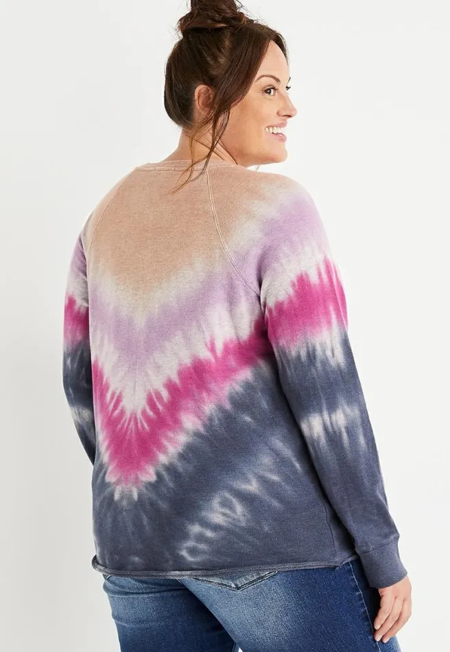 Plus Size Tie Dye Crew Neck Sweatshirt Women Maurices Plus Tops