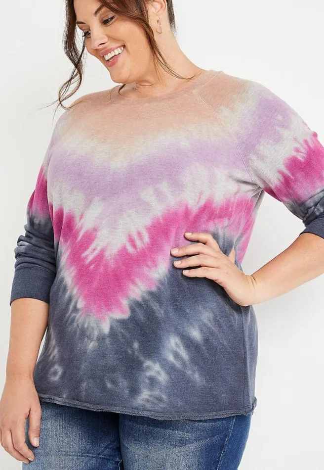 Plus Size Tie Dye Crew Neck Sweatshirt Women Maurices Plus Tops