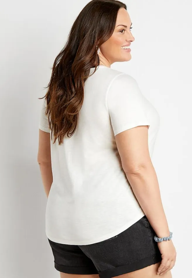 Plus Size White Vintage Flower Truck Graphic Tee Women Maurices Plus Tops