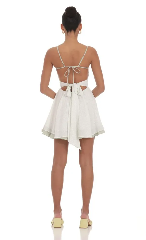 Polka Dot Twist Aline Dress White Women LUCY IN THE SKY Mini Dresses