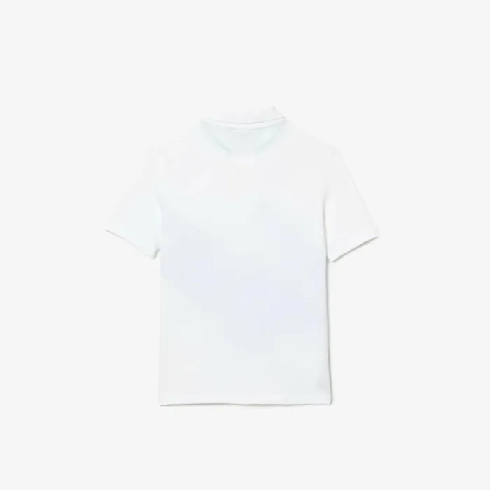 Polos Kids Lacoste Kids039 Crocodile Print Stretch Organic Cotton Polo White 001