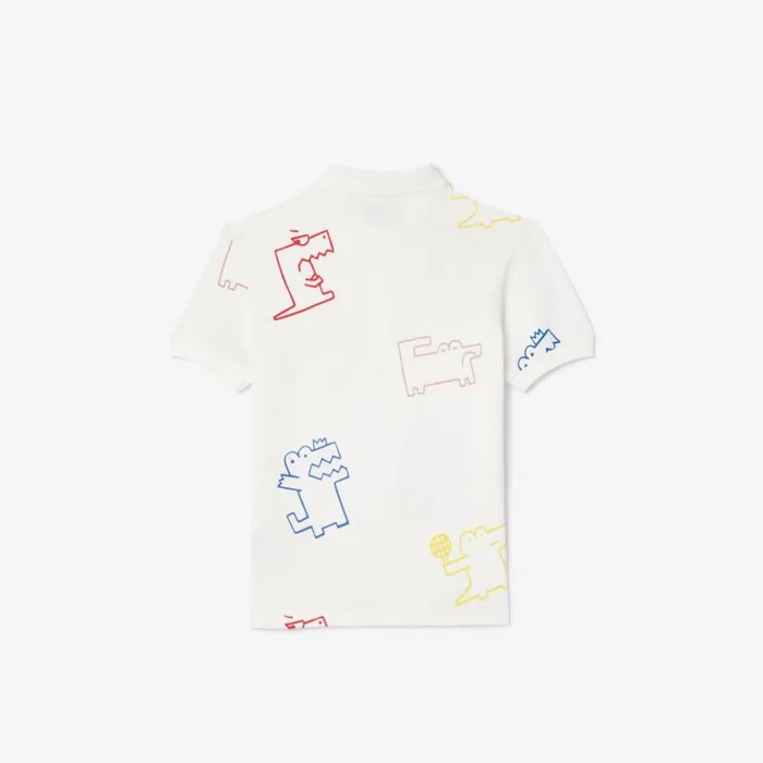 Polos Kids Lacoste Kids039 Piqu Croc Print Polo White 2cq