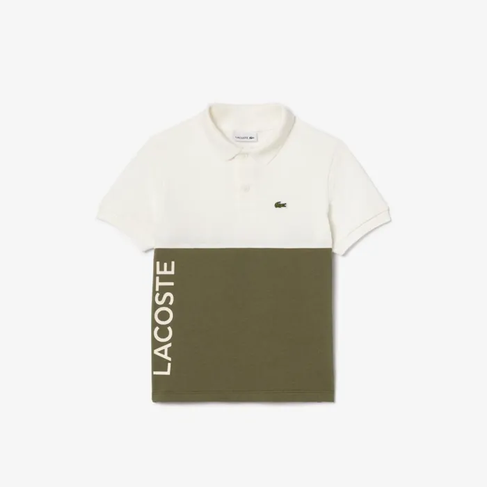 Polos Kids Lacoste Kids Organic Cotton Piqu Colorblock Polo White Khaki Green Imi