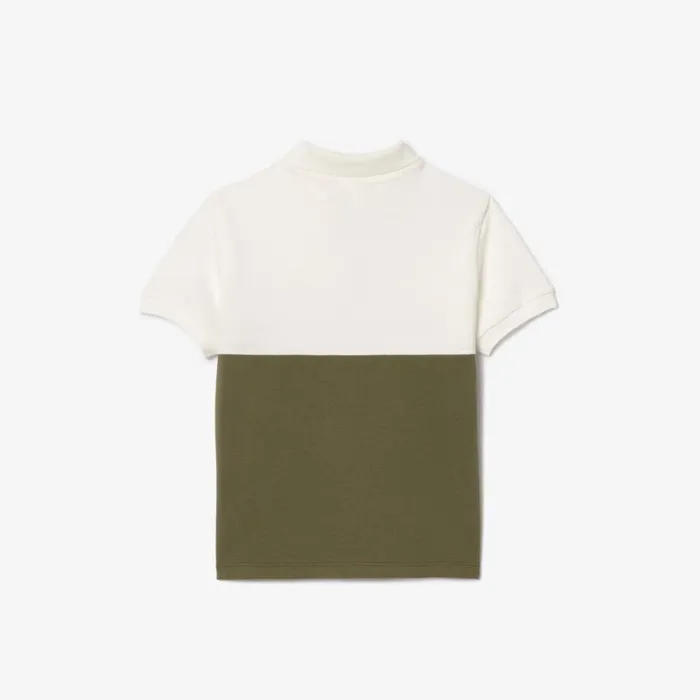 Polos Kids Lacoste Kids Organic Cotton Piqu Colorblock Polo White Khaki Green Imi