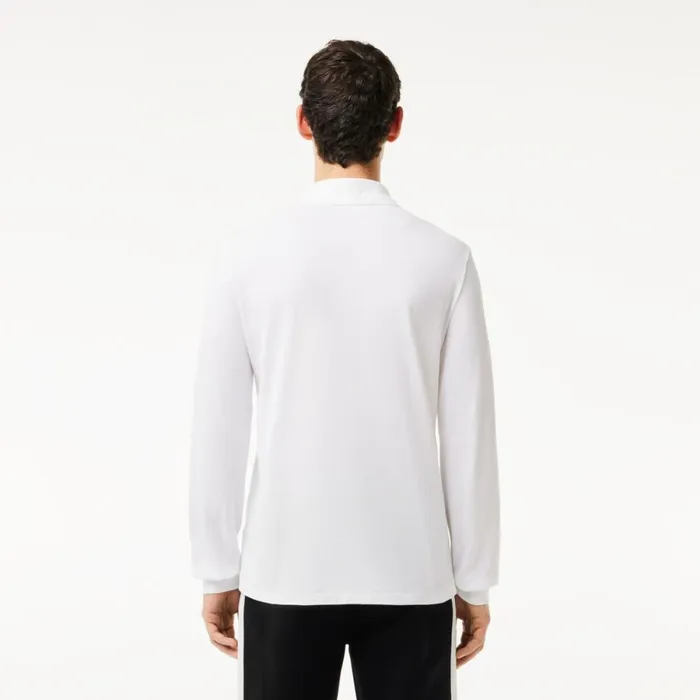 Polos Men Lacoste Men039s Long Sleeve Cotton Polo White 001