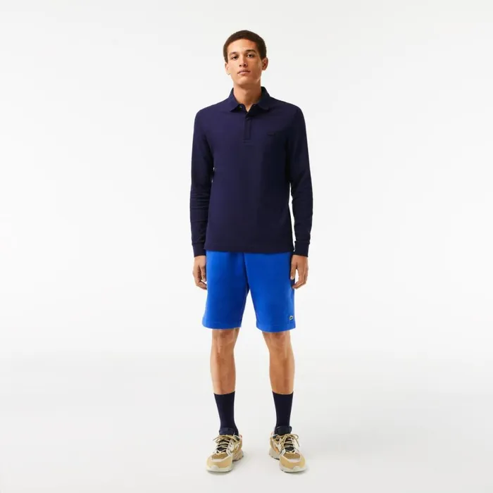 Polos Men Lacoste Men039s Smart Paris Long Sleeve Stretch Cotton Polo Navy Blue 166