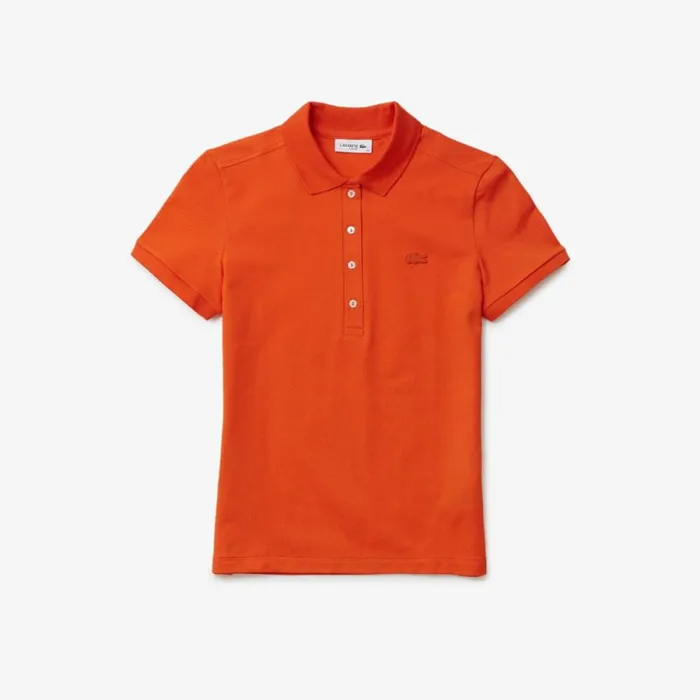 Polos Women Lacoste Women039s L12D Slim Fit Stretch Mini Piqu Polo Sunrise Orange Sji