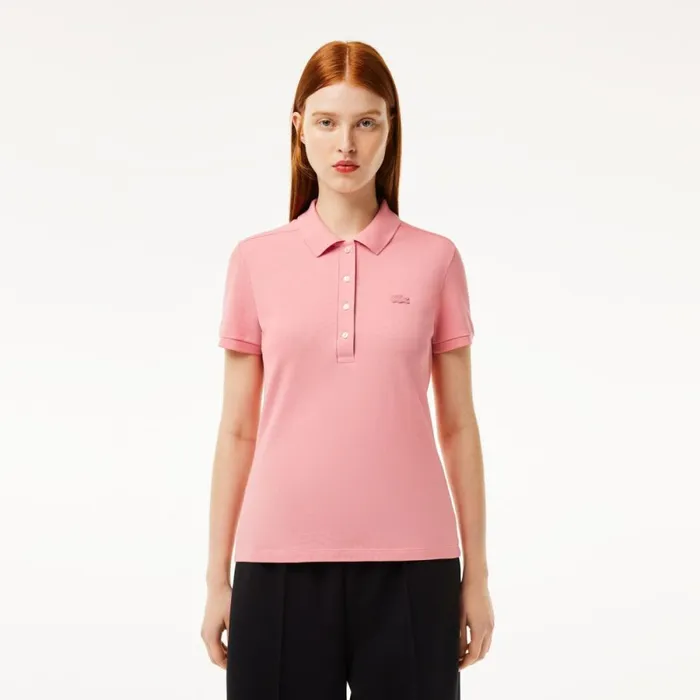 Polos Women Lacoste Women039s L12D Slim Fit Stretch Mini Piqu Polo Tourmaline Pink Qds