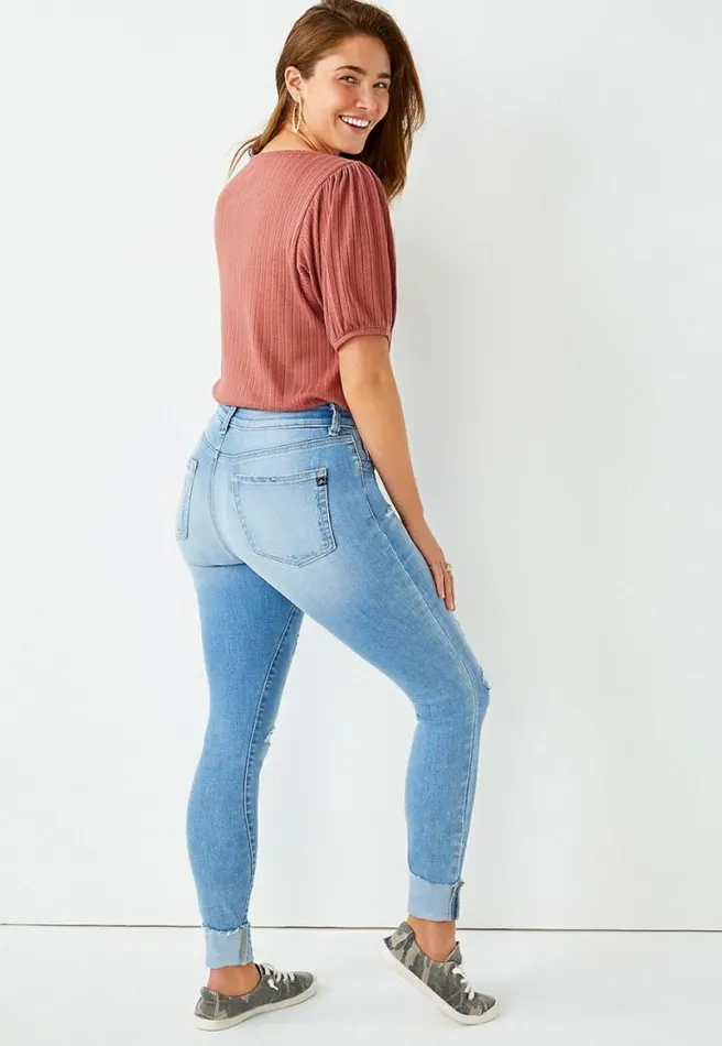 Premium High Rise Light Destructed Skinny Jean Women Maurices Jeans