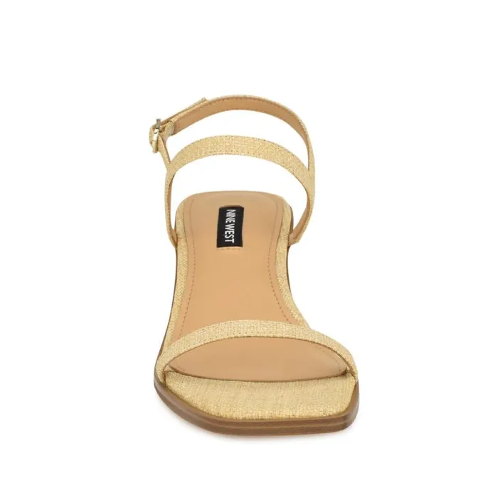 Purdy Block Heel Sandals Natural Raffia Women Nine West Heels