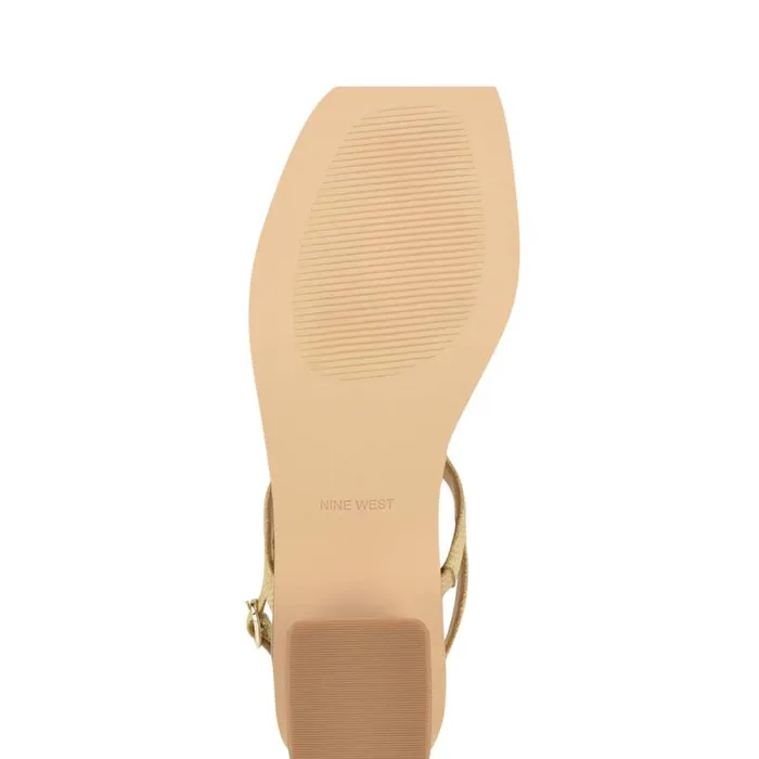 Purdy Block Heel Sandals Natural Raffia Women Nine West Heels