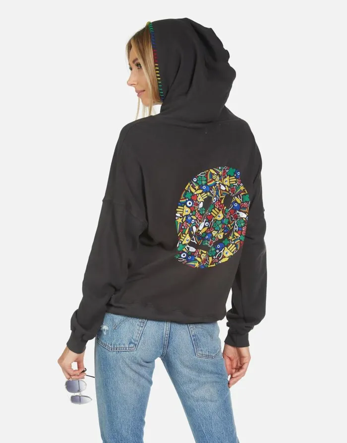 Raya Lucky Happy Face Onyx Women Lauren Moshi Hoodies